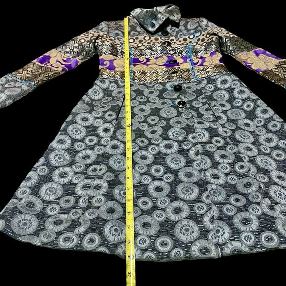 Tapestry Jacquard Patchwork Jacket Coat Boho French S Vtg Unique Y2K 60’s Art - Picture 5 of 13